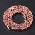 Detailed macro view of rose gold tennis chain with pink rhinestones and secure clasp - Rose Gold Pink Rhinestone 4mm