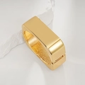 Polished gold rectangular wide bangle with inner brushed texture and hinge closure - Rectangular Polished Hinged Bangle (SL285) / Gold