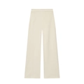 Women's chic high-waisted wide-leg trousers in cream beige with a fluid drape - S / Pants