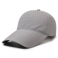 Quick-dry breathable grey baseball cap with laser-cut ventilation holes and long brim - Adjustable / Light Gray