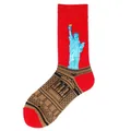 Chaussettes rouges style peinture à l'huile avec motif tricoté Statue de la Liberté - Taille unique / Motif 16/Statue de la Liberté