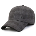 Men's wool blend baseball cap in heather grey featuring a premium metal brand logo - Adjustable / Gray