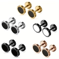 Set of stainless steel round barbell earrings in gold silver black and rose gold finishes - 5 Colors Set