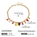 Collana di perle dorate in acciaio inossidabile con ciondoli a forma di frutta e misure - Collana di Perline Elementi Frutta / JDN0304008