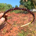 Handmade gold wire crown headband featuring deep red natural garnet crystal stones - Double Row / Garnet-Double Row