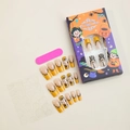 Halloween Kunstnägel Set mit Kürbis- und Spinndesign, inklusive Kleber und Nagelfeile - Halloween Kürbis Spinnennetz Stil (XC-61-07)
