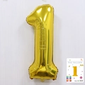 Tall number 1 golden aluminum foil balloon for birthday party decorations 40 inch size - 40-inch Gold 1 With Paper Card