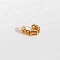 Gold chain ear cuff with a rectangular transparent zircon stone in a modern style - Brown