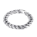 Pulsera cubana de acero inoxidable plateado para hombre con cierre cuadrado minimalista - Estilo Liso Plateado Minimalista (KB26873-D) / 22cm