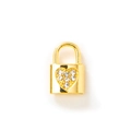 Golden heart-shaped lock pendant with sparkling rhinestones for necklaces and bracelets - 15mm x 10mm / Gold White Zirconia