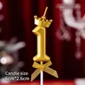 Crown Bow Golden Number Candle 1