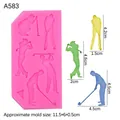 Pink silicone golf player theme fondant mold for cake decorating 11.5x6x0.5cm - Golf Player / Pink