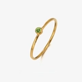 Minimalist gold stainless steel ring featuring a dainty round green birthstone inlay - US 6 / April White (Diamond/Crystal Color)