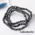 Irregular Labradorite crystal beads with blue-green flash flash for DIY jewelry making - Labradorite (Round) (Circumference Approx. 80cm)