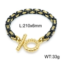 Pulsera bizantina para hombre en acero negro y dorado de 210mm con cierre de barra - Oro Negro