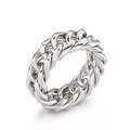 Anello da uomo in acciaio inossidabile a catena cubana lucida argento stile minimale - US 8 / Color Acciaio