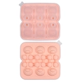 Pink silicone ice tray with 9-grid bear shapes including a lid for making drinks - 6-Cavity Bear (Peach Pink)