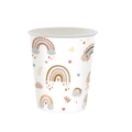 Bohemian paper cup featuring rainbows and hearts for party table decor on white background - Paper Cup