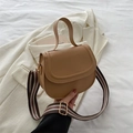 Beige faux leather saddle bag with distinctive red and green striped shoulder strap - Khaki