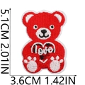 Vista dettagliata delle dimensioni della toppa ricamata orso rosso con scritta Love - No.9-Orso LOVE Rosso