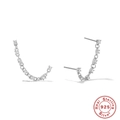 Elegant 925 sterling silver chain link earrings with shimmering zircon stones in silver - Style 3-Chain with Zirconia / White Gold