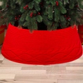 Classic red cable knit Christmas tree skirt base decoration for festive holiday home styling - Knitted Red / Small 40x60x20cm