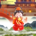 Traditional Tang Dynasty style girl figurine holding flute with red and yellow hanfu - Flute Player Medium