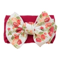 Baby nylon headband featuring a large rose pink base and floral print waffle bow - #20 Large Floral