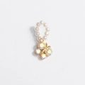 Close-up of a golden butterfly pendant with iridescent crystals and white pearls - Pendant-Butterfly