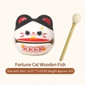Panda-style wooden fish chime with mascot features and Career Success text - Lucky Cat Wooden Fish