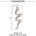 Detailed size specifications for a polished stainless steel snake pendant with measurements - VG733-Snake