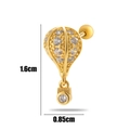 Detailed view of gold hot air balloon earring with clear crystals and dimensions - Gold Hot Air Balloon Style (10# Gold)