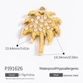 Golden stainless steel coconut tree pendant with zircon, 10.44mm, model PJ91626 - Palm Tree
