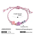 Bracciale intrecciato rosa e viola con fiori in ceramica e perline con lettere ME in acciaio - Corda Intrecciata Fiore Rosa Viola Lettera ME (JDB0205053)