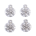Dettaglio di ciondoli a fiocco di neve in argento con zircone per gioielli DIY - Fiocco di Neve Argento con Cuore al Centro (Confezione da 4)