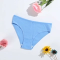 Blue ribbed cotton panties for women with breathable fabric on a floral background - S(30) / Royal Blue