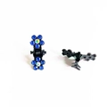 Mini pince à cheveux avec fleur de prunier en strass bleus et centre iridescent - Bleu