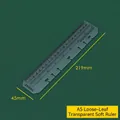 Translucent smoky gray A5 binder ruler bookmark with dual scale measurements - A5 Loose Leaf Transparent Soft Ruler