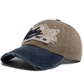 Berretto vintage kaki e blu navy con ricamo Athlete 98 e dettagli effetto usato - Regolabile / Cachi