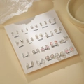 Ensemble de boucles d'oreilles argentées avec perles, strass, cœurs et papillons - E1953-1