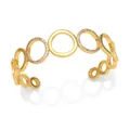 Elegant gold open bangle with interconnected oval links and sparkling crystal pavé - Interlocking Circles Gold Style (B金色 c75)