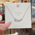 Silver 18K titanium steel flower bow necklace with crystal and pearl pendant - X191 Silver Flower Bow Pearl