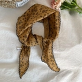 Caramel floral skinny scarf with black daisy print and lace trim detailing - Earth Yellow Floral
