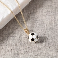 Golden titanium steel chain necklace with 3D black and white enamel soccer pendant - Gold Color With Chain