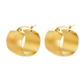 French vintage 18K gold plated wide hoop earrings in polished stainless steel - Cut Round Hoop Earrings Gold