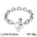 Pulsera de cadena de acero inoxidable pulido con cierre de barra OT, largo 210mm - Color Acero