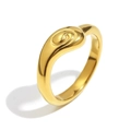 Gepolijste 18K vergulde roestvrijstalen ring met elegant spiraalvormig slangenkopontwerp - US 6 / Kleine Slangenkop Oog Stijl