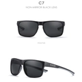 Front and side view of matte black square polarize sunglasses with non-mirror lenses - C7-Matte Black