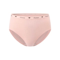 Pink high waist ribbed cotton panties for women with fashion letter print waistband - S(30) / Pink