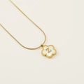 18K gold plated clover necklace with mother of pearl and letter Z pendant on snake chain - Letter Z